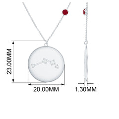 Diamond Cancer Constellation Necklace with Birthstone Ruby