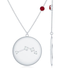 Diamond Cancer Constellation Necklace with Birthstone Ruby