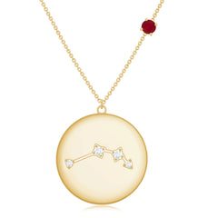 Diamond Cancer Constellation Necklace with Birthstone Ruby