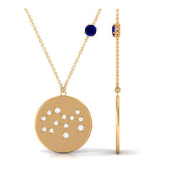 Real Blue Sapphire Diamond Virgo Zodiac Necklace for Women