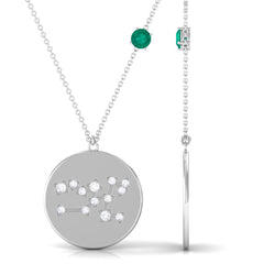 Natural Emerald Taurus Zodiac Constellation Necklace with Diamond