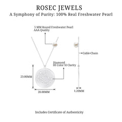 Freshwater Pearl and Diamond Zodiac Gemini Necklace
