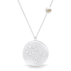 Freshwater Pearl and Diamond Zodiac Gemini Necklace