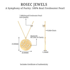Freshwater Pearl and Diamond Zodiac Gemini Necklace