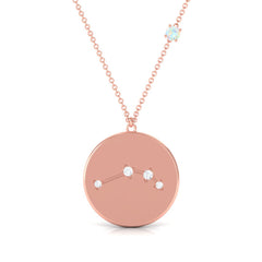 Natural Ethiopian Opal Diamond Zodiac Libra Constellation Necklace