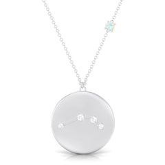 Natural Ethiopian Opal Diamond Zodiac Libra Constellation Necklace