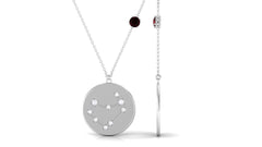 Garnet and Diamond Capricorn Zodiac Disc Pendant Necklace