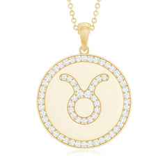 Moissanite Taurus Constellation Disc Pendant