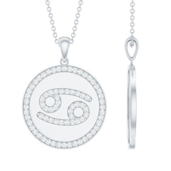 Moissanite Cancer Constellation Disc Pendant