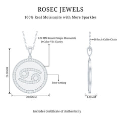 Moissanite Cancer Constellation Disc Pendant