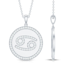 Moissanite Cancer Constellation Disc Pendant