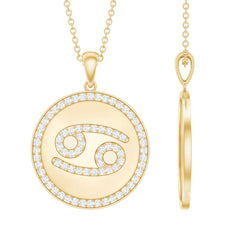 Moissanite Cancer Constellation Disc Pendant