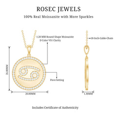 Moissanite Cancer Constellation Disc Pendant