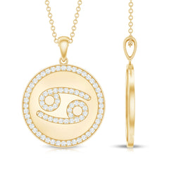 Moissanite Cancer Constellation Disc Pendant