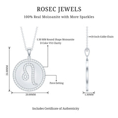 Certified Moissanite Leo Constellation Disc Pendant