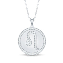 Certified Moissanite Leo Constellation Disc Pendant