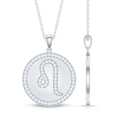 Certified Moissanite Leo Constellation Disc Pendant