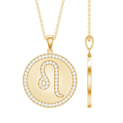 Certified Moissanite Leo Constellation Disc Pendant