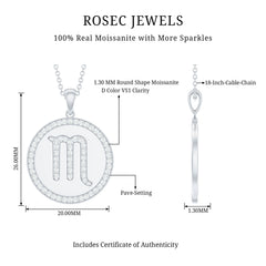 Moissanite Scorpio Constellation Disc Pendant