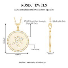 Moissanite Disc Sagittarius Zodiac Sign Pendant Necklace