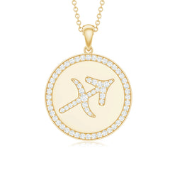 Moissanite Disc Sagittarius Zodiac Sign Pendant Necklace