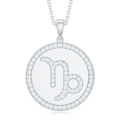 Certified Moissanite Disc Capricorn Zodiac Pendant