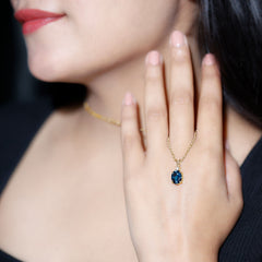Genuine London Blue Topaz Solitaire Necklace with Chain