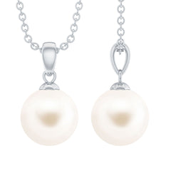 Natural 7.48 Carat Freshwater Pearl Solitaire Pendant Necklace