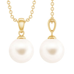 Natural 8MM Freshwater Pearl Solitaire Drop Necklace With Chain