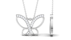 Diamond Butterfly Pendant Necklace For Women