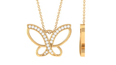 Diamond Butterfly Pendant Necklace For Women