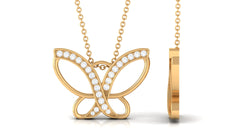 Diamond Butterfly Pendant Necklace For Women