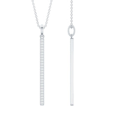 Round Cut Diamond Bar Necklace For Women