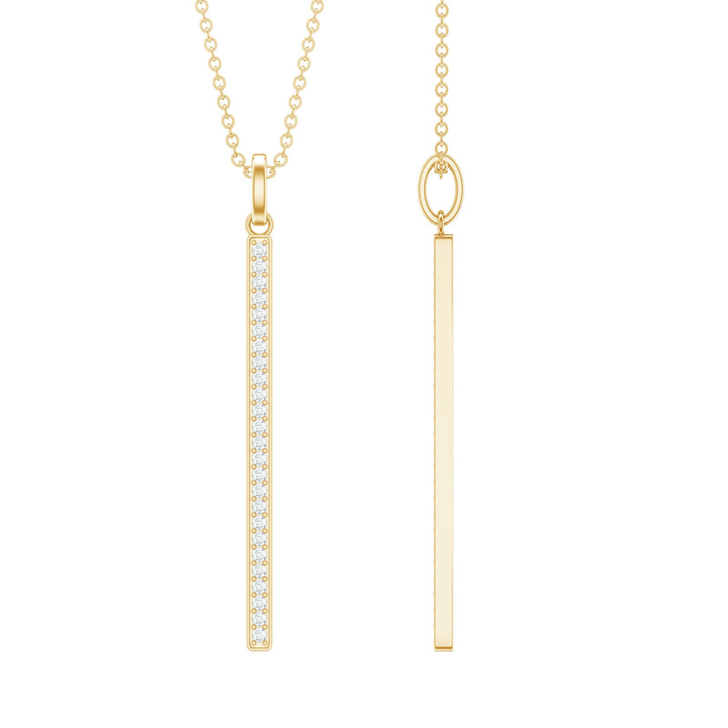 Round Cut Diamond Bar Necklace For Women