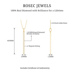 Round Cut Diamond Bar Necklace For Women