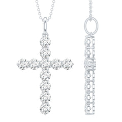 Certified Moissanite Cross Necklace With Silver Chain