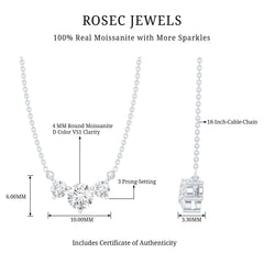 Certified Moissanite Three Stone Stackable Necklace