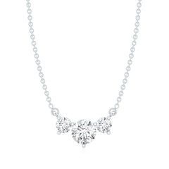 Certified Moissanite Three Stone Stackable Necklace
