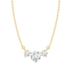Certified Moissanite Three Stone Stackable Necklace