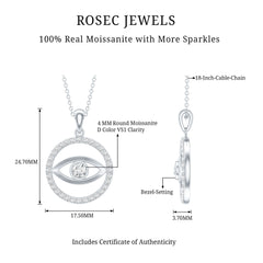 1 CT Moissanite Evil Eye and Eternity Pendant in Bezel Setting