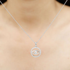 1 CT Moissanite Evil Eye and Eternity Pendant in Bezel Setting