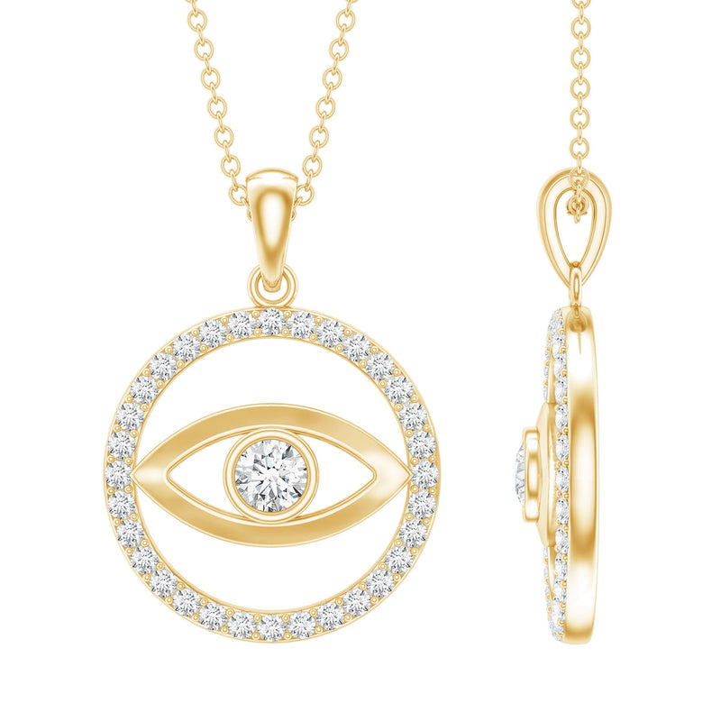 1 CT Moissanite Evil Eye and Eternity Pendant in Bezel Setting