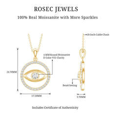 1 CT Moissanite Evil Eye and Eternity Pendant in Bezel Setting