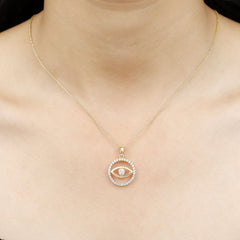 1 CT Moissanite Evil Eye and Eternity Pendant in Bezel Setting