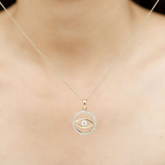 1 CT Moissanite Evil Eye and Eternity Pendant in Bezel Setting