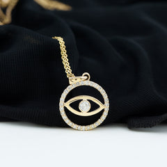 1 CT Moissanite Evil Eye and Eternity Pendant in Bezel Setting