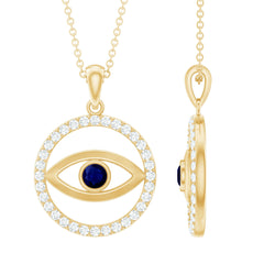 Blue Sapphire and Diamond Evil Eye Eternity Necklace