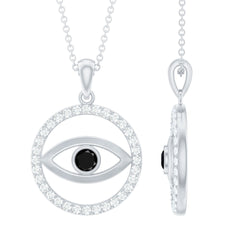 Black Onyx Evil Eye Pendant with Moissanite Eternity Circle