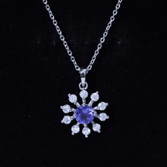 Certified Genuine Tanzanite Snowflake Necklace with Silver Chain