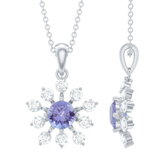 Certified Genuine Tanzanite Snowflake Necklace with Silver Chain
